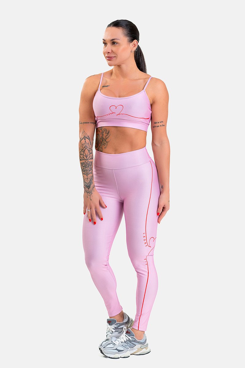 Conjunto Fitness Calça Legging e Top estampa exclusiva ROSA LOVERS