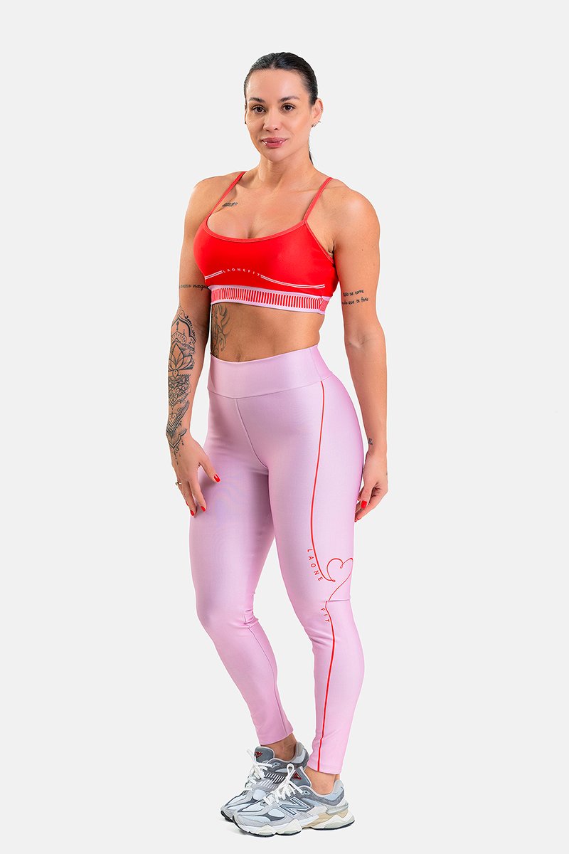Conjunto Fitness Calça Legging e Top estampa exclusiva VERMELHO LOVERS