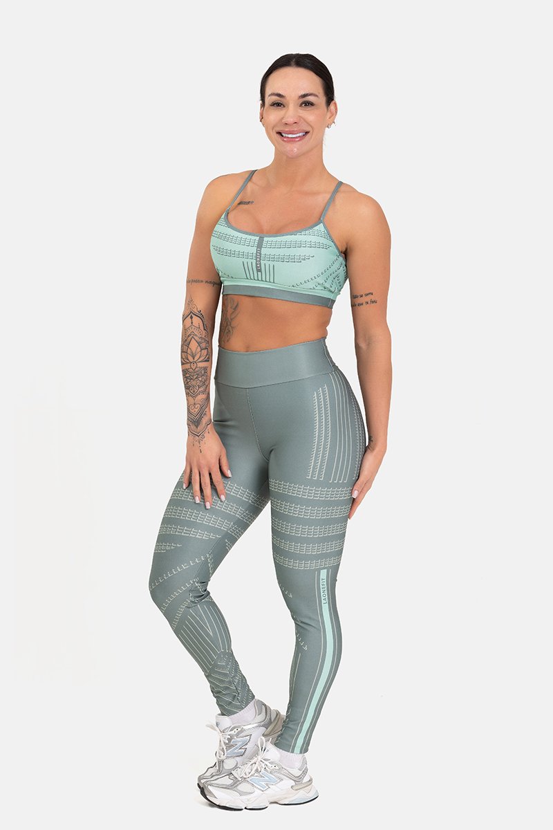 Conjunto Fitness Calça Legging e Top estampa exclusiva VERDE SAGE