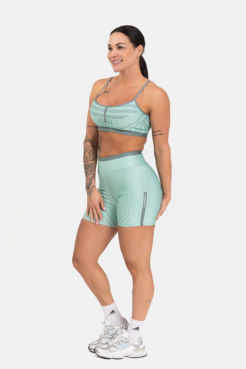 Conjunto Fitness Shorts e Top estampa exclusiva MENTA SAGE