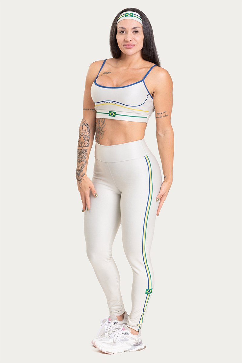 Conjunto Fitness Calça Legging e Top estampa exclusiva OFF BRASIL