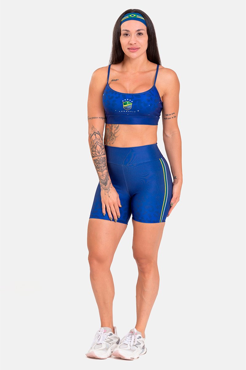 Conjunto Fitness Shorts e Top estampa exclusiva BRASIL