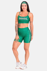 Conjunto Fitness Shorts e Top estampa exclusiva VERDE BRASIL