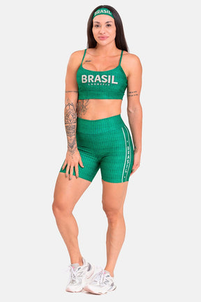 Conjunto Fitness Shorts e Top estampa exclusiva VERDE BRASIL