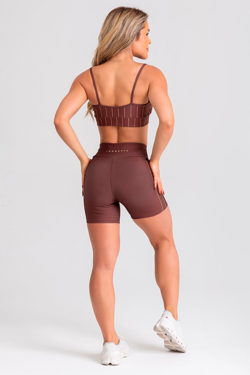 Conjunto Fitness Shorts e Top estampa exclusiva MARROM BASEBALL