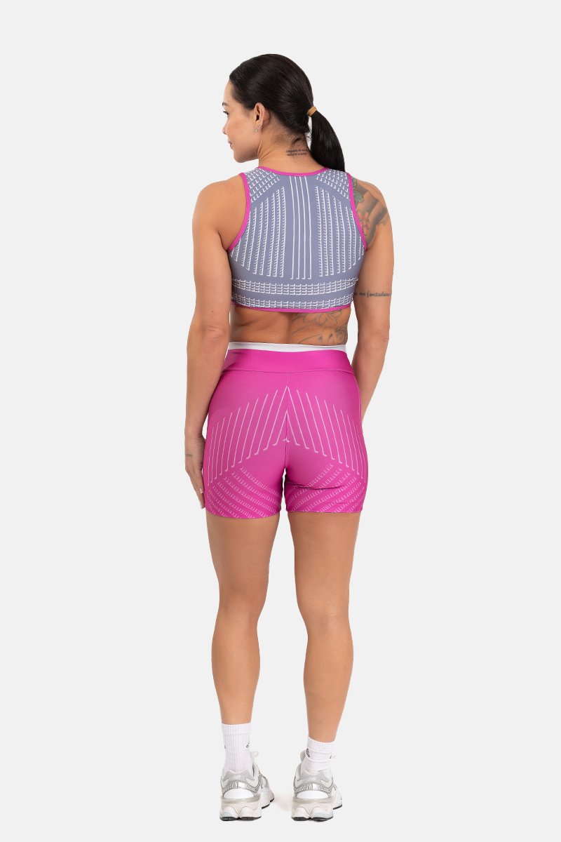 Conjunto Fitness Shorts e Top Nadador Estampa Exclusiva CINZA BLOON