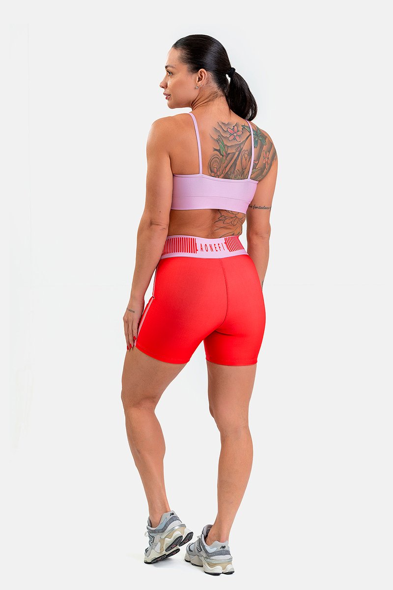 Conjunto Fitness Shorts e Top estampa exclusiva ROSA LOVERS