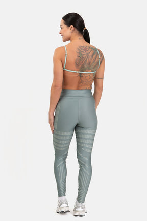 Conjunto Fitness Legging com Bolso e Top Regulável Estampa Digital VERDE SAGE