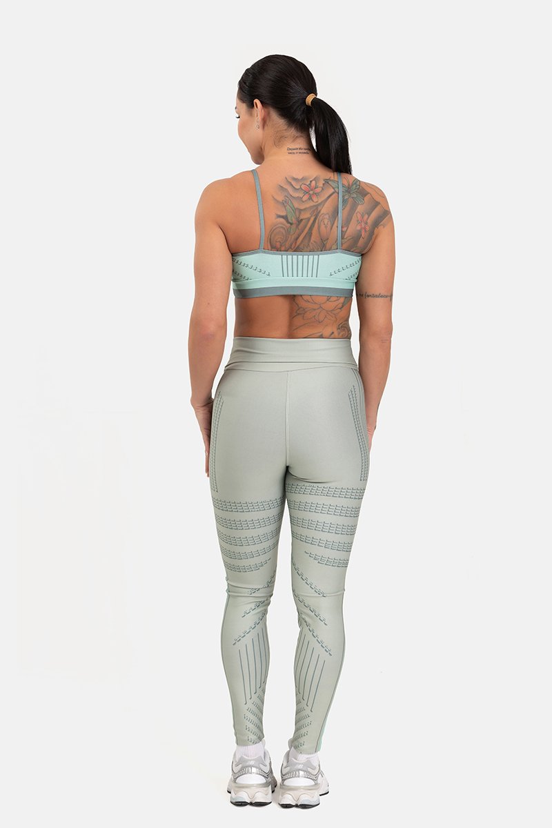 Conjunto Fitness Calça Legging e Top estampa exclusiva CINZA SAGE