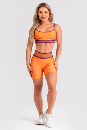 Conjunto Fitness Shorts e Top estampa exclusiva LARANJA JASMI