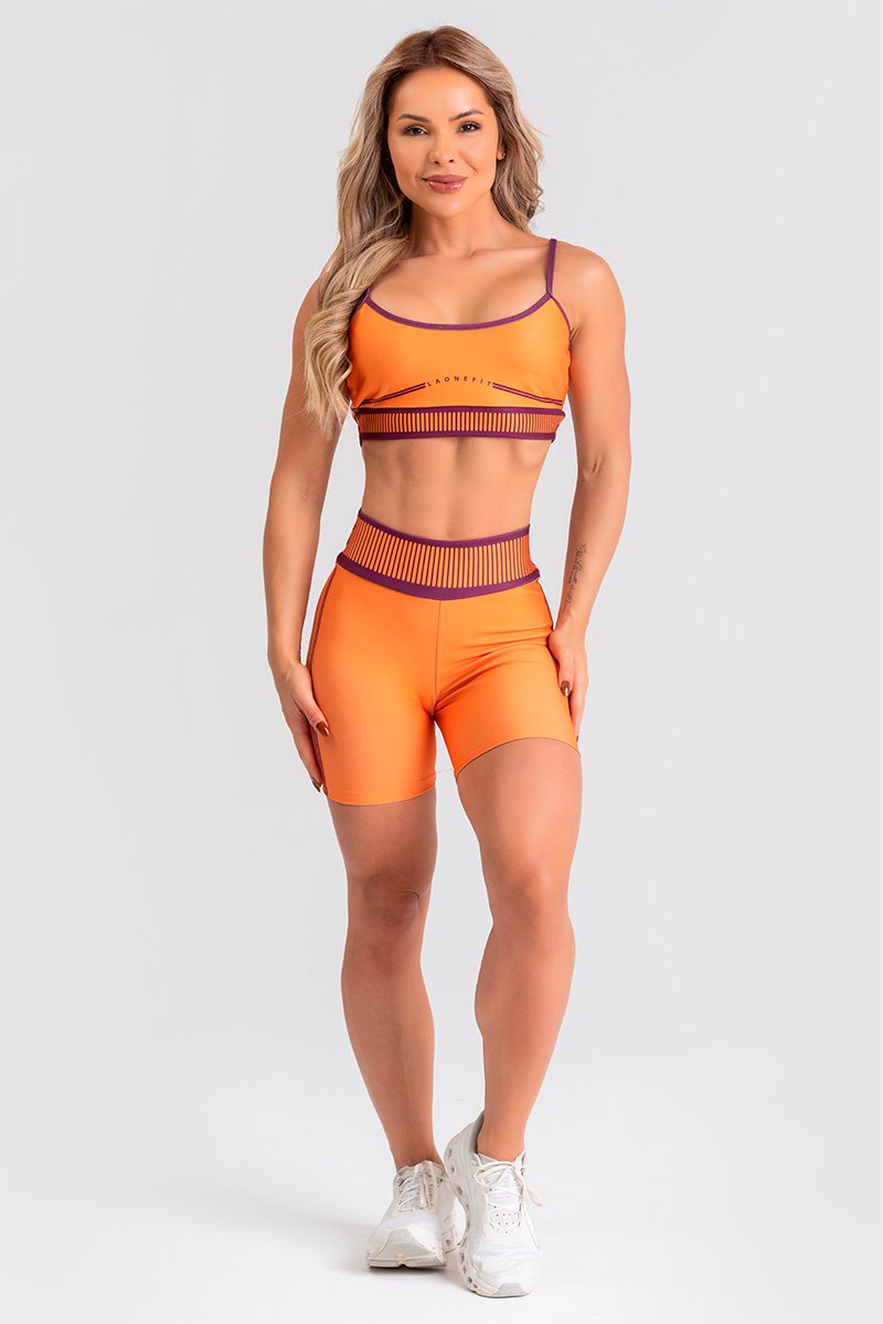 Conjunto Fitness Shorts e Top estampa exclusiva LARANJA JASMI