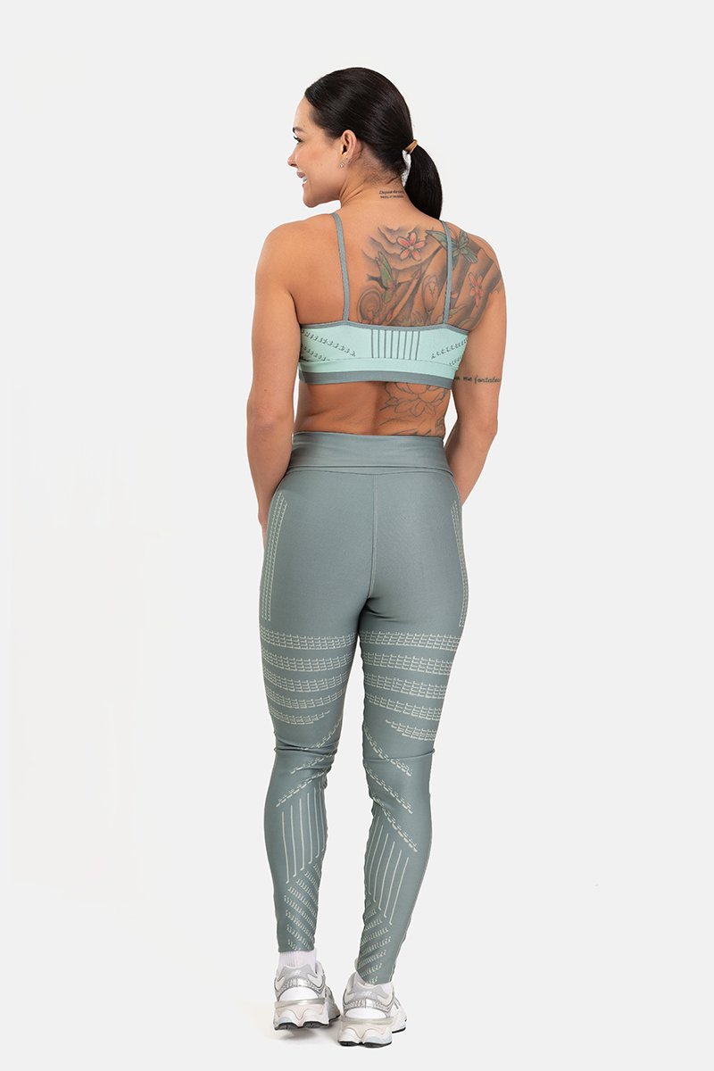 Conjunto Fitness Calça Legging e Top estampa exclusiva VERDE SAGE