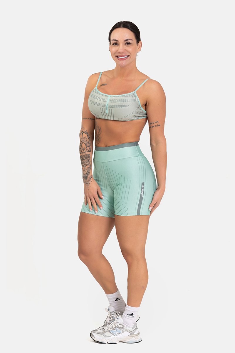Conjunto Fitness Shorts e Top Regulável estampa exclusiva CINZA SAGE