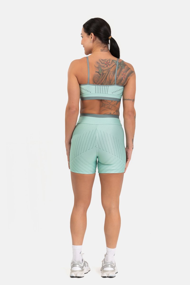 Conjunto Fitness Shorts e Top estampa exclusiva MENTA SAGE