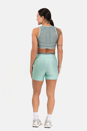 Conjunto Fitness Shorts e Top Nadador Estampa Exclusiva VERDE SAGE