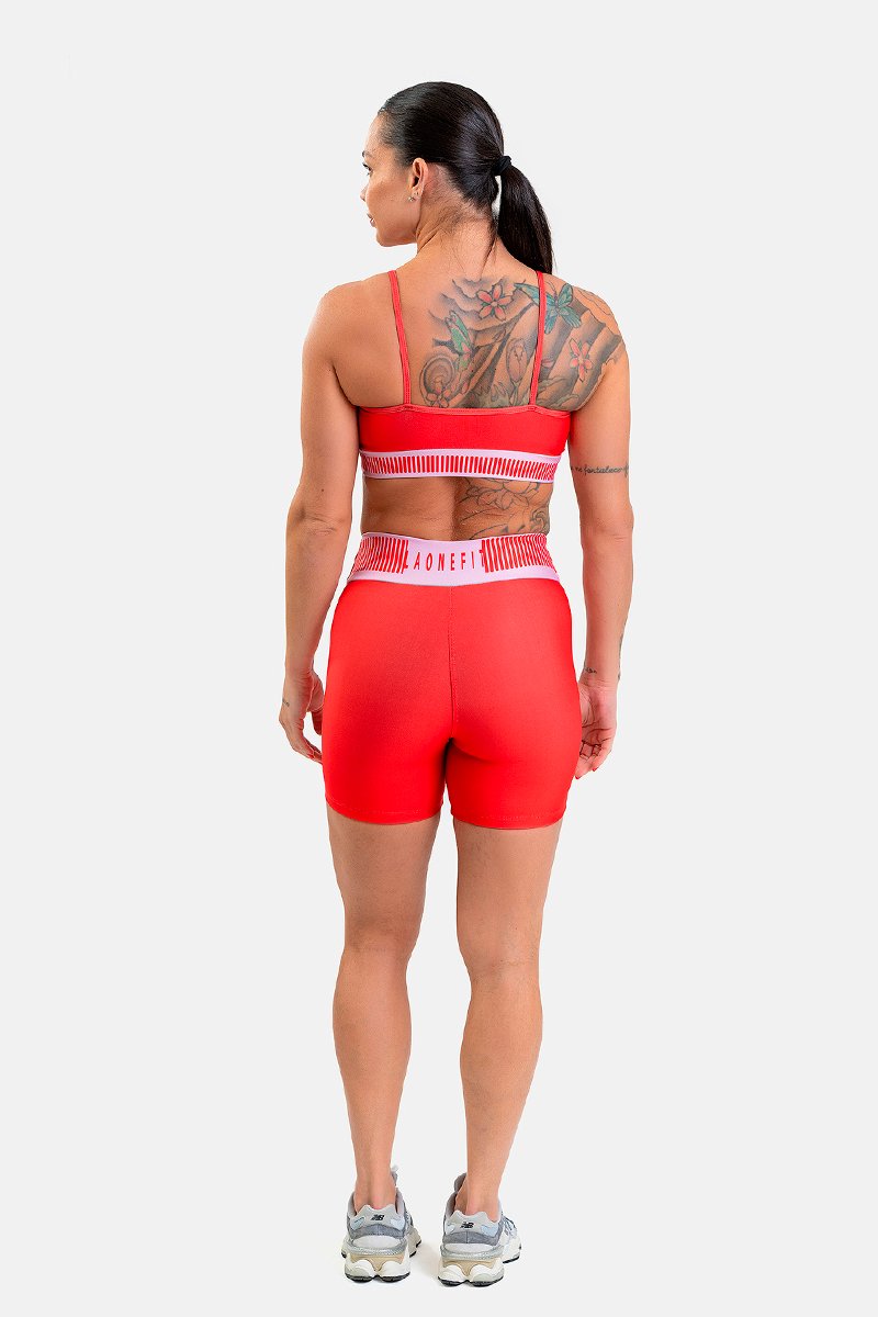 Conjunto Fitness Shorts e Top estampa exclusiva VERMELHO LOVERS