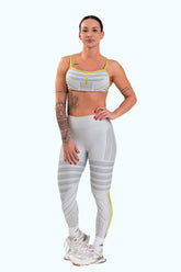 Conjunto Fitness Legging com Bolso e Top Regulável Estampa Digital BRANCO IMPULSE