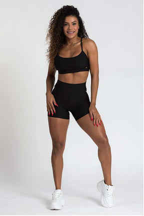 Conjunto Fitness Shorts e Top PRETO