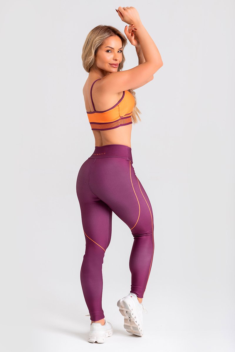 Conjunto Fitness Calça Legging e Top estampa exclusiva LARANJA JASMI