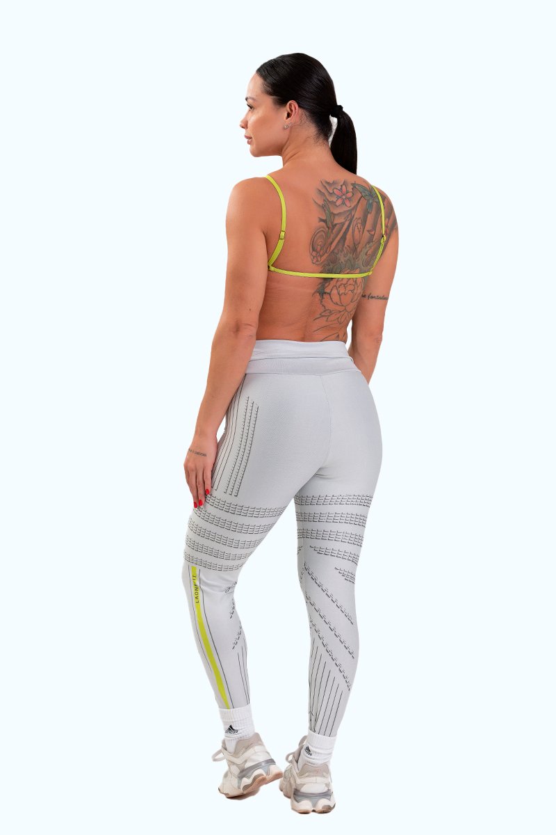 Conjunto Fitness Legging com Bolso e Top Regulável Estampa Digital BRANCO IMPULSE
