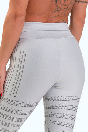 Conjunto Fitness Legging com Bolso e Top Regulável Estampa Digital BRANCO IMPULSE