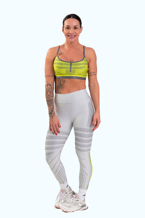 Conjunto Fitness Calça Legging e Top estampa exclusiva BRANCO IMPULSE