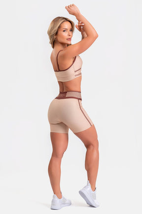 Conjunto Fitness Shorts e Top estampa exclusiva LATTE COFFEE
