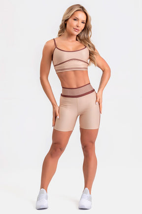 Conjunto Fitness Shorts e Top estampa exclusiva LATTE COFFEE