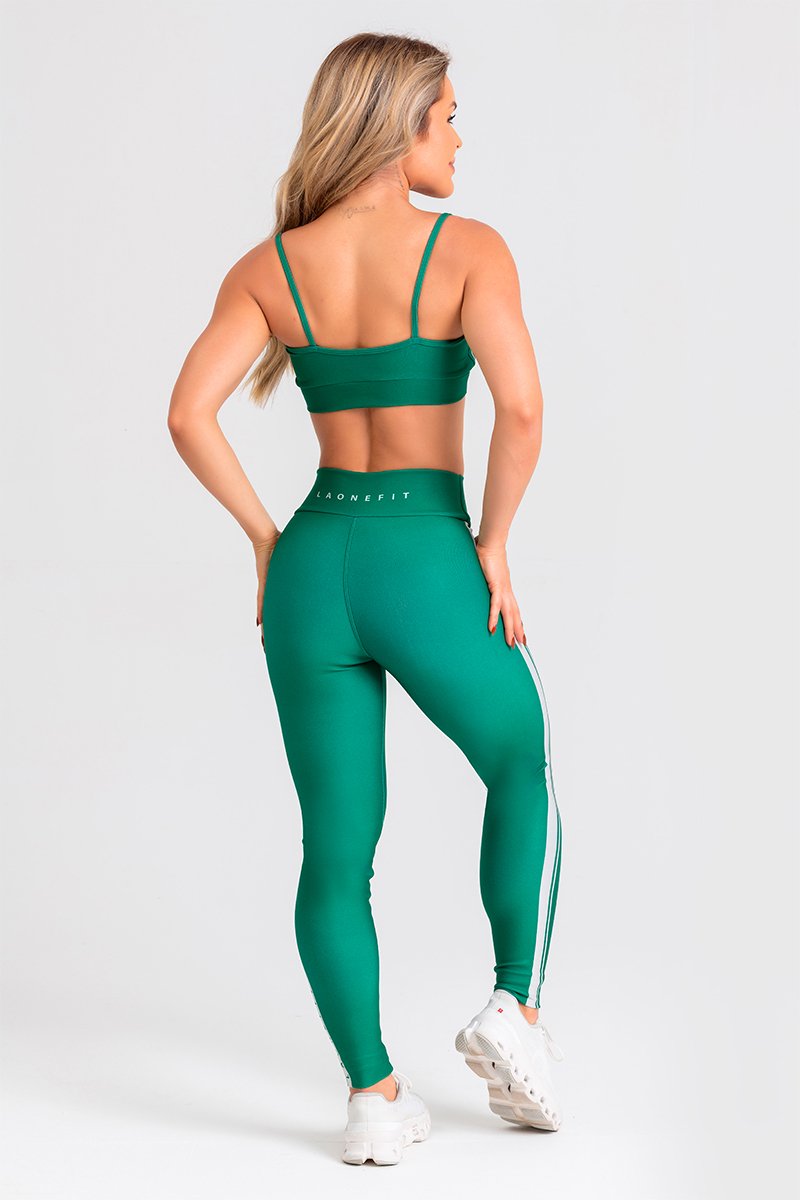 Conjunto Fitness Calça Legging e Top estampa exclusiva VERDE VARSITY