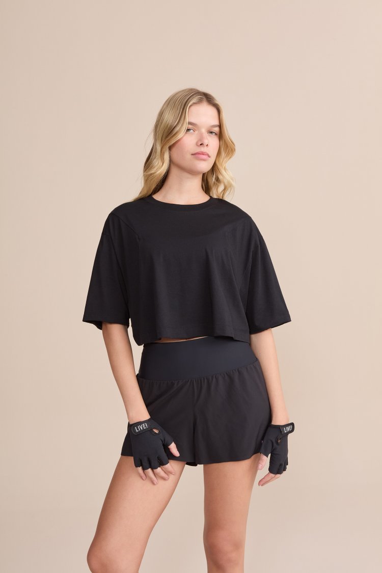 Camiseta Cropped Soft Pima - Preto