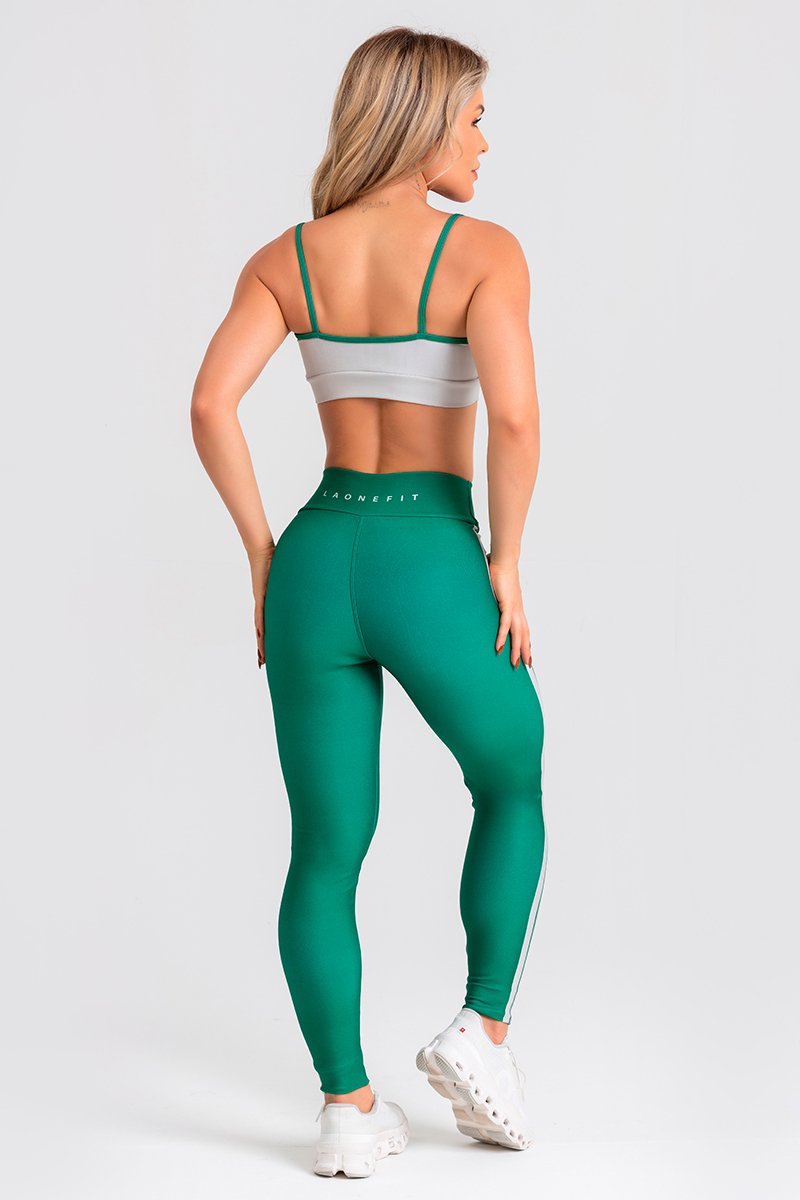 Conjunto Fitness Calça Legging e Top estampa exclusiva CINZA VARSITY