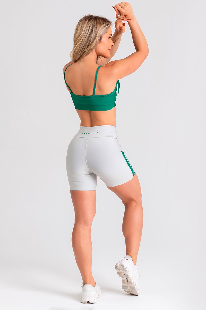 Conjunto Fitness Shorts e Top estampa exclusiva VERDE VARSITY