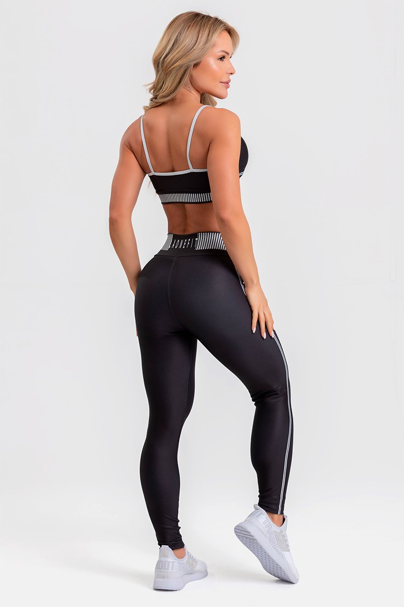Conjunto Fitness Calça Legging e Top estampa exclusiva PRETO ORIGEM
