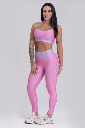 Conjunto Fitness Calça Legging e Top estampa exclusiva ROSA CANDY