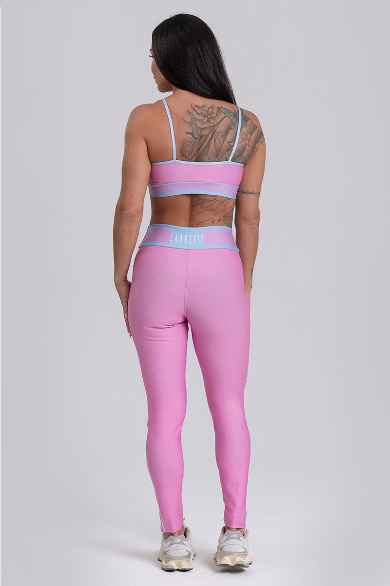Conjunto Fitness Calça Legging e Top estampa exclusiva ROSA CANDY