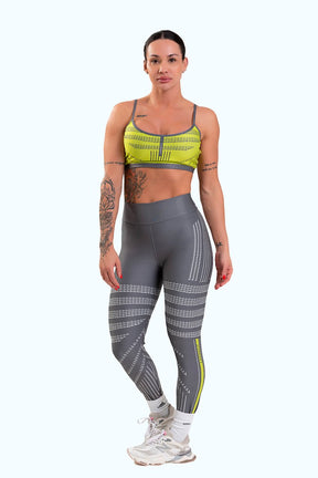 Conjunto Fitness Calça Legging e Top estampa exclusiva CINZA IMPULSE