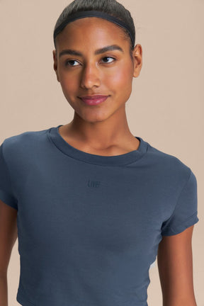 Blusa Cropped Pima Slim - Misteel Blue