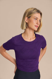 Camiseta Cropped Jacquard Tela LIVE! - Purple Glitch