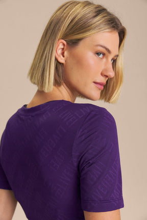 Camiseta Cropped Jacquard Tela LIVE! - Purple Glitch