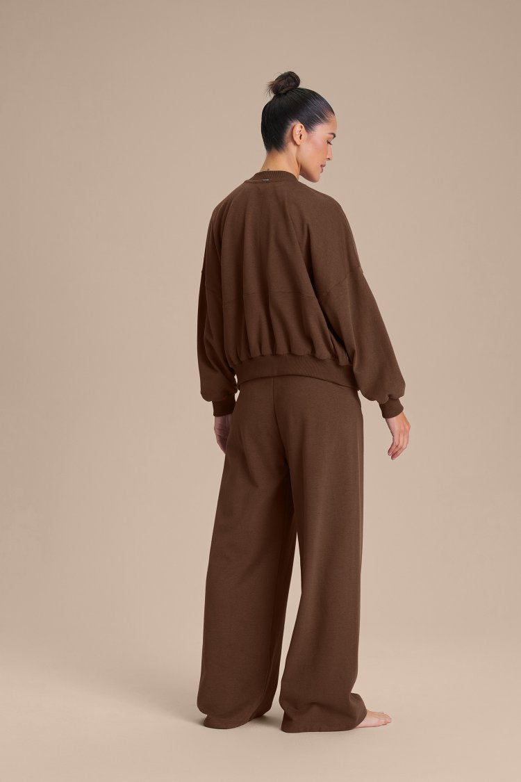 Calça Wide Malhao Rino - Sepia brown