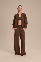Calça Wide Malhao Rino - Sepia brown