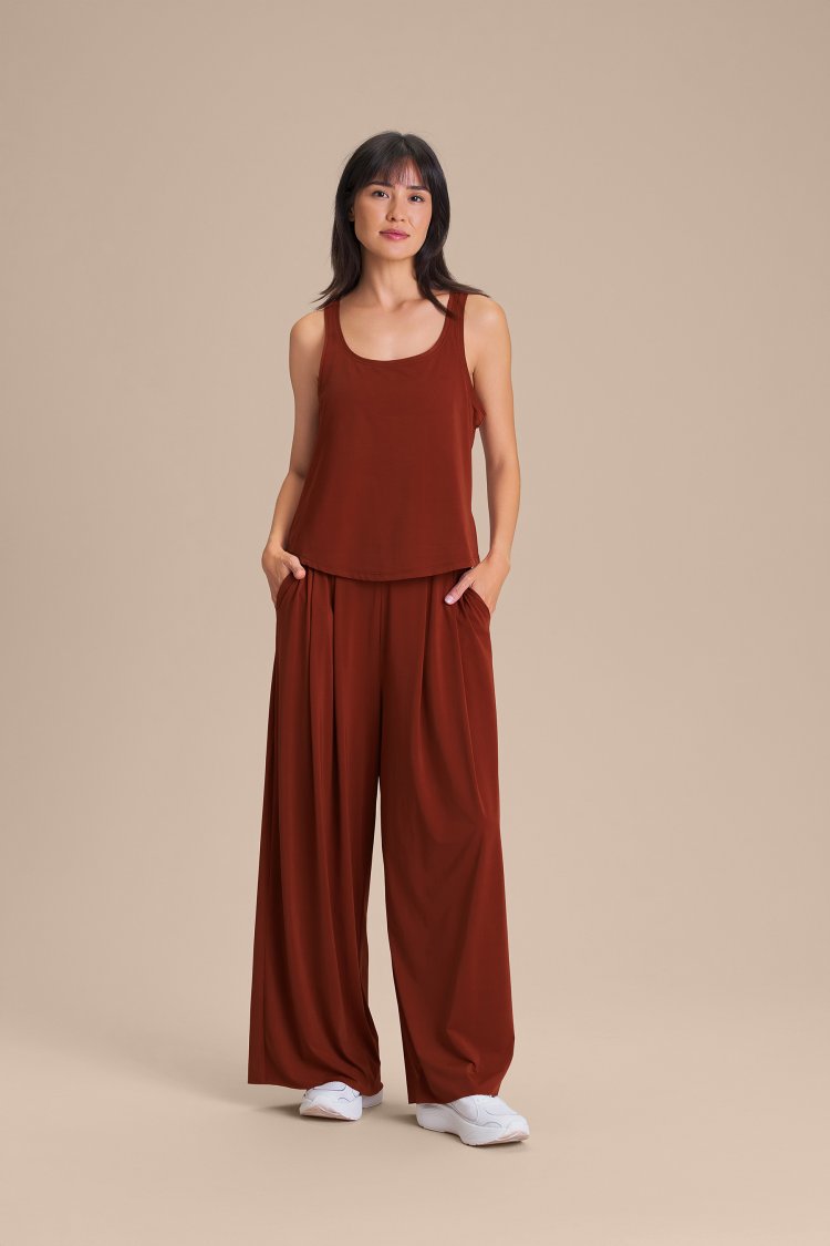 Calça Pantalona Wide - Rust Red