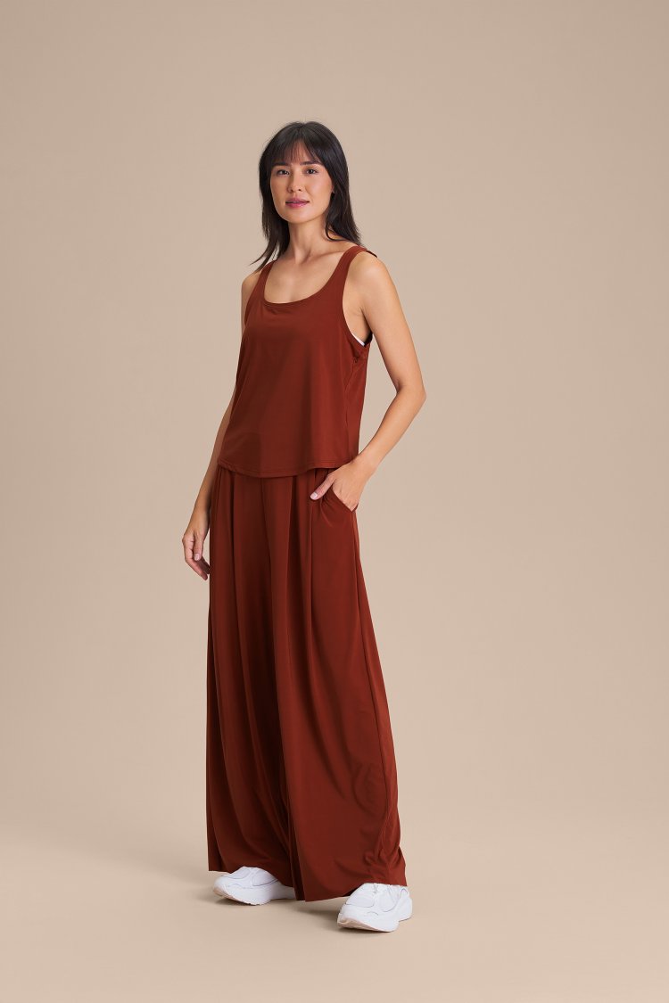 Calça Pantalona Wide - Rust Red