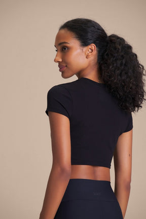 Blusa Cropped Pima Slim - Preto