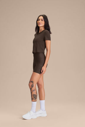 Camiseta Cropped LIVE! Comfort - Cocoa Brown