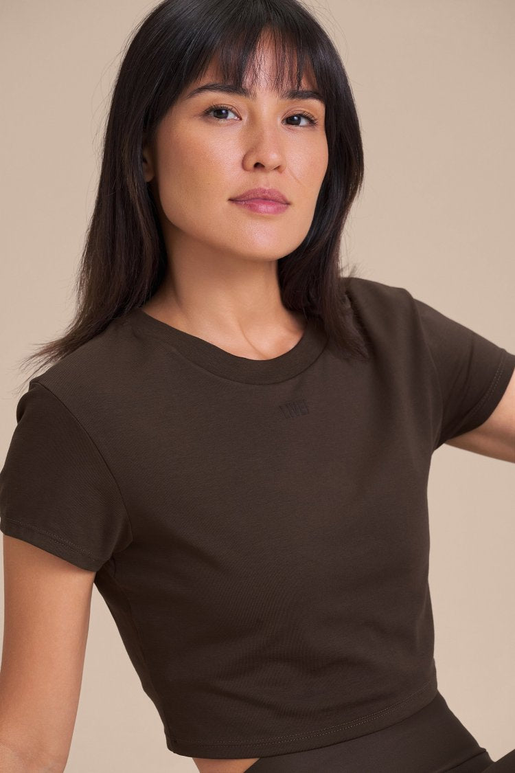 Blusa Cropped Pima Slim - Cocoa Brown