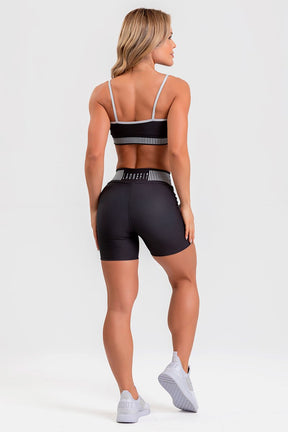 Conjunto Fitness Shorts e Top estampa exclusiva PRETO ORIGEM