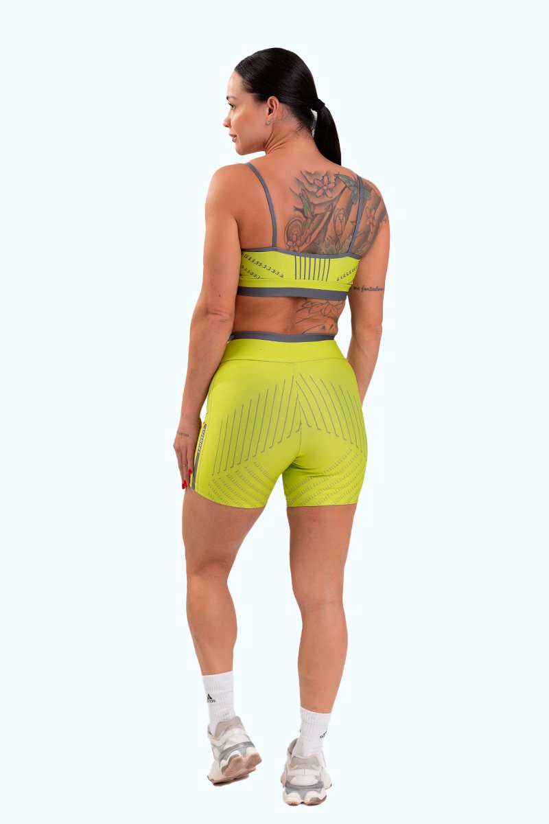 Conjunto Fitness Shorts e Top estampa exclusiva AMARELO IMPULSE