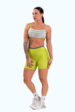 Conjunto Fitness Shorts e Top Regulável estampa exclusiva BRANCO IMPULSE