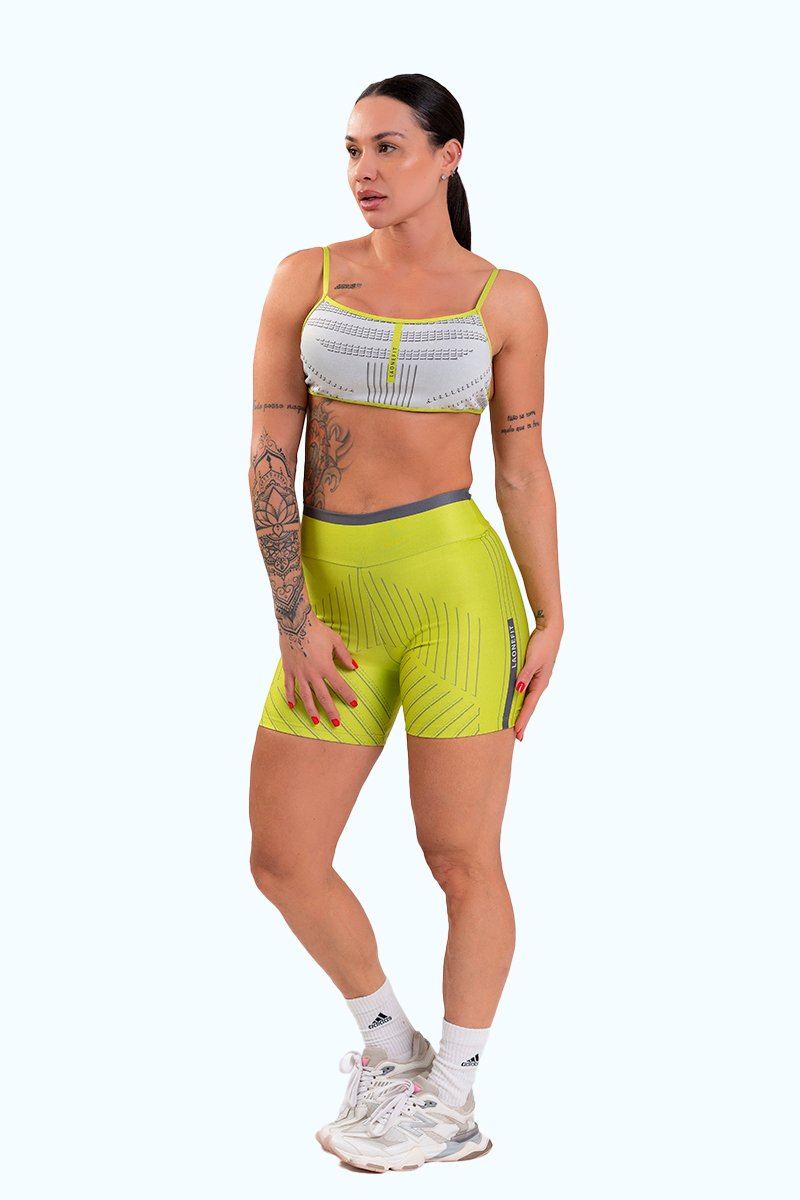 Conjunto Fitness Shorts e Top Regulável estampa exclusiva BRANCO IMPULSE